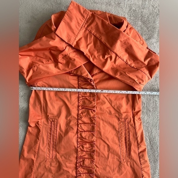 RAINFOREST packable travel coat orange w/Ruffle placket trench size small - Picture 7 of 10